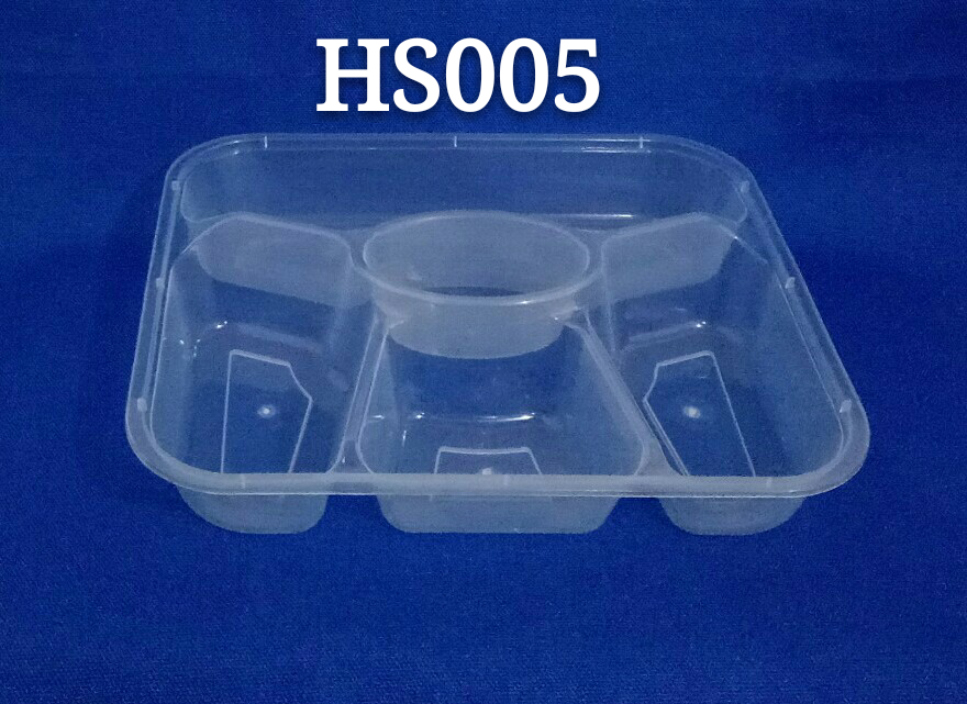 Rectangle Five Compartments Disposable Airtight PP Plastic Microwave Safe Food Container