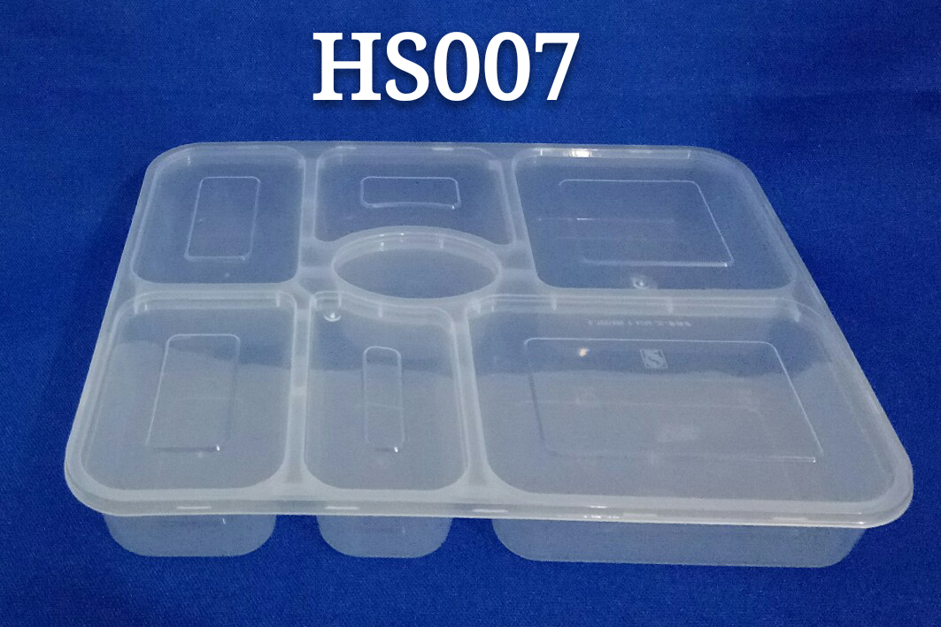 Rectangle seven compartments disposable PP plastic microwave safe dinnerware