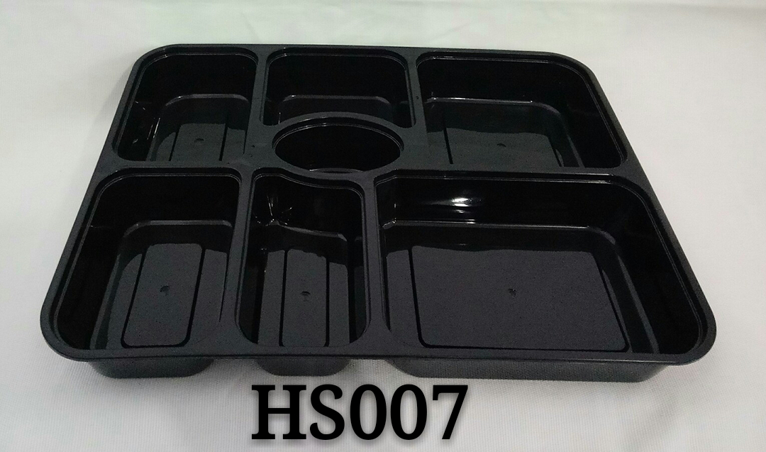 Rectangle seven compartments disposable PP plastic microwave safe dinnerware