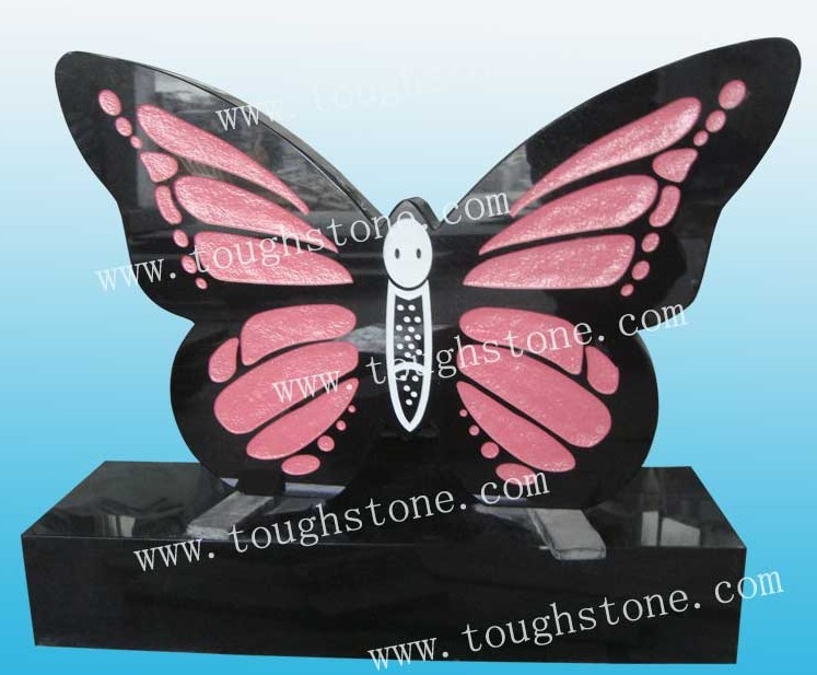 Upright Butterfly Headstone for Cemetery