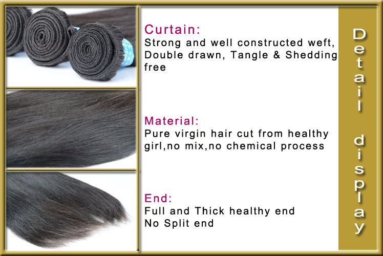 Unprocessed Brazilian Virgin Human Hair Weave Extension Straight Hair Bundles