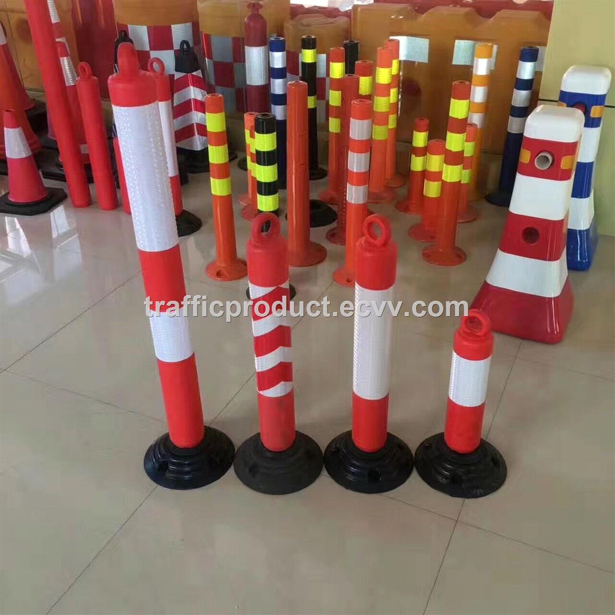 CE 48 bollard 12M PE bollard rubber base flexible delineator post traffic bollard