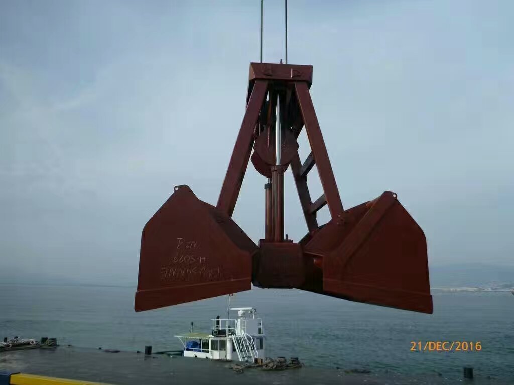 electric hydraulic clamshell grab bucket for bulk cargo material