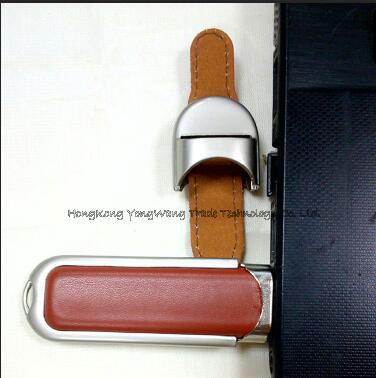 Leather USB 20 Flash Drive Memory Stick with metal box package
