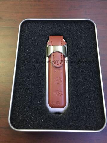 Leather USB 20 Flash Drive Memory Stick with metal box package