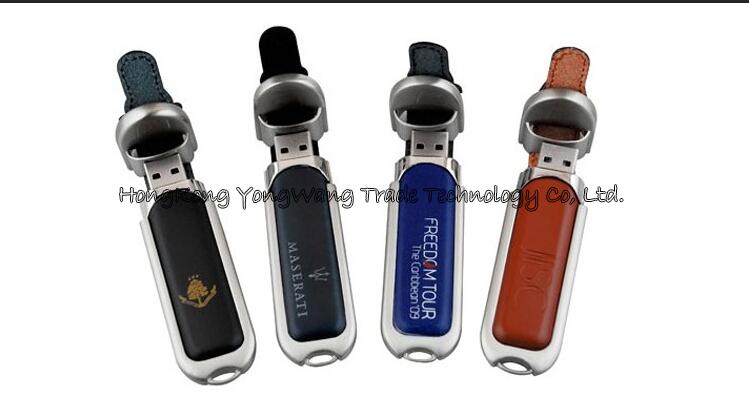 Leather USB 20 Flash Drive Memory Stick with metal box package