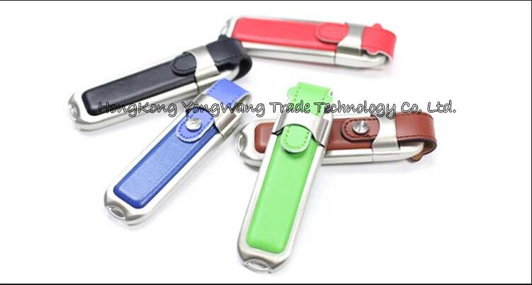 Leather USB 20 Flash Drive Memory Stick with metal box package