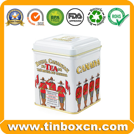 Square Metal Tea Caddy Tea Tin Box BR308