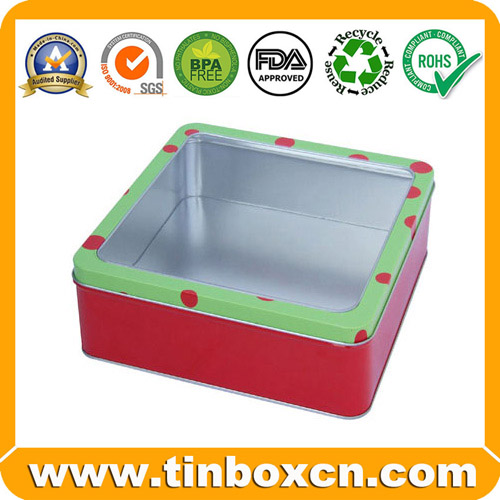 Square PVC Window Tin Box Food Tin Can Packaging BR326