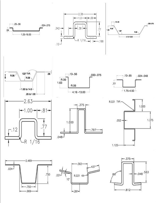 GI Carbon Steel Top Hat Channel Roll Forming Machine with 15 Inch Chain of Transmission
