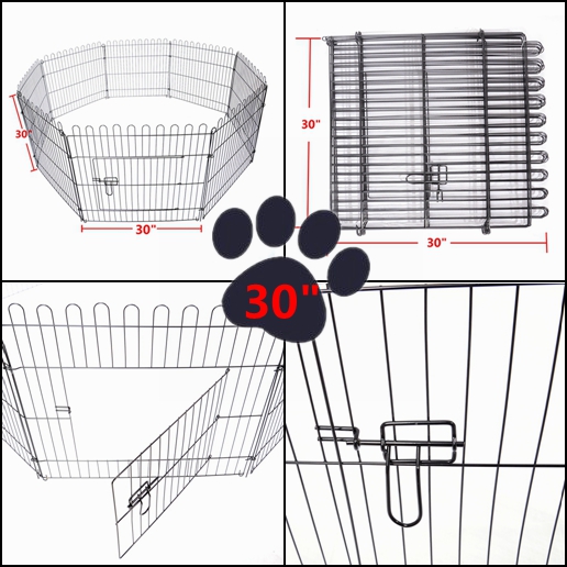 243036Tall Foldable Dog Playpen Crate Fence Pet Cat Play Pen Exercise Cage 8 Panel