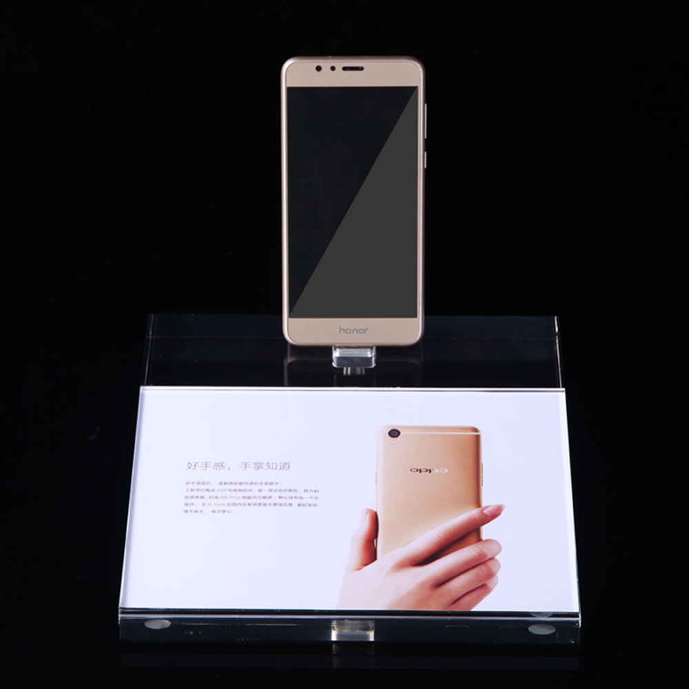 Shenzhen factory good quality dedicated luxury acrylic display stand for android phone alarm with charging exhibition