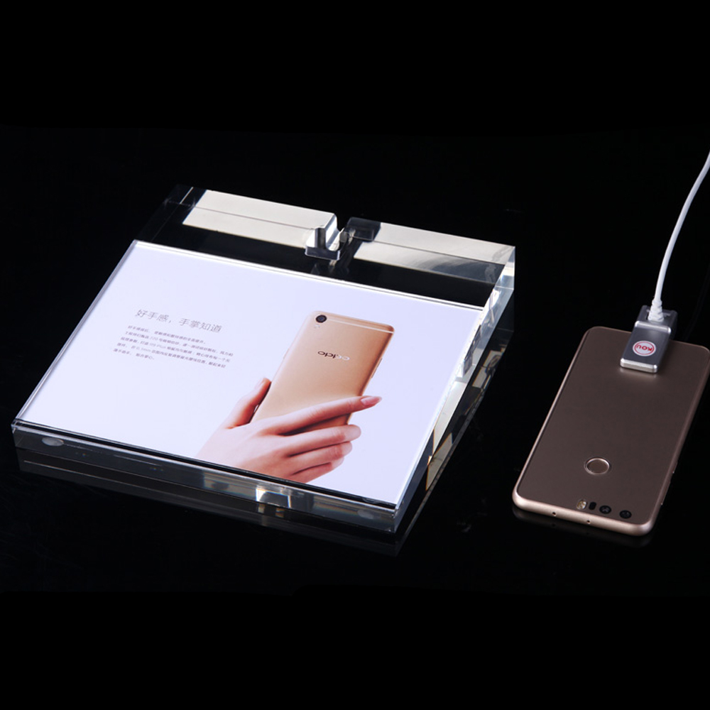 Shenzhen factory good quality dedicated luxury acrylic display stand for android phone alarm with charging exhibition
