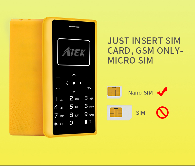 AIEK Card Phone X7 with LED Torch