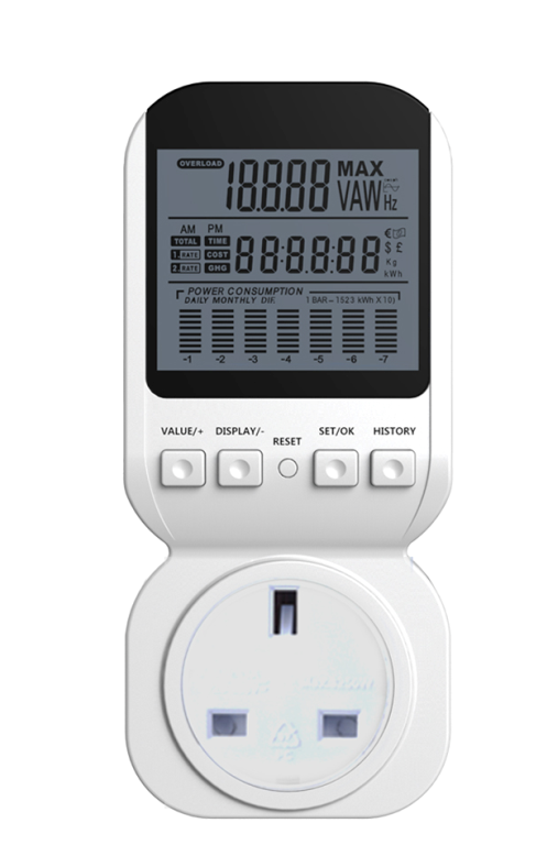3 pin Plug Energy Meter Power Meter Socket Single Phase for Equipment