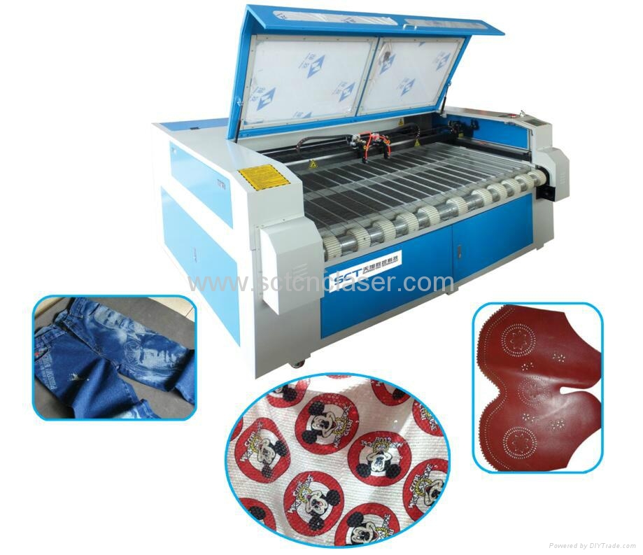 Double Laser Heads Fabric Auto Feeding Laser Cutting Machine