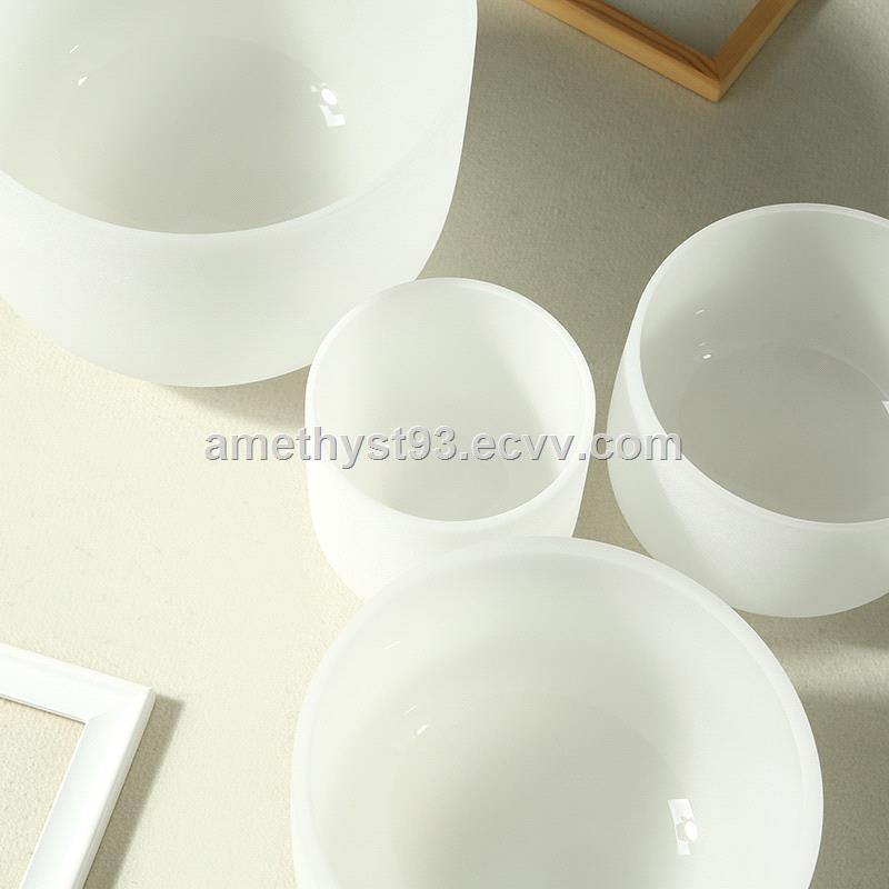 frosted quartz crystal singing bowl for healing and meditation