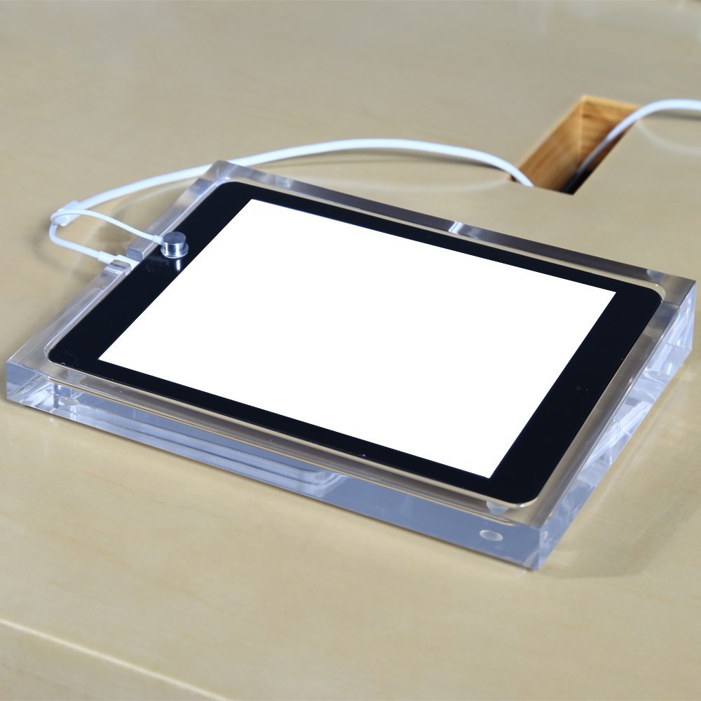 Manufacturer retail chamfer acrylic tablet pc display holder for ipad mini4