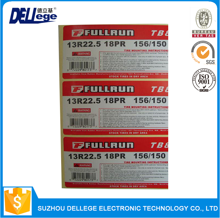High Quality waterproof label design tyre sticker waterproof sticker