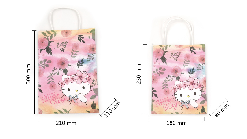 custom size Hello kitty printed kraft paper carrier gift bag