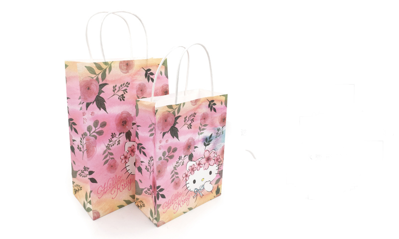 custom size Hello kitty printed kraft paper carrier gift bag