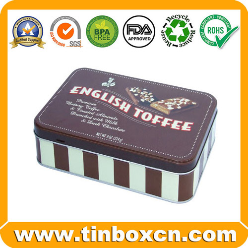 Rectangular chocolate tin box metal food tin container BR512