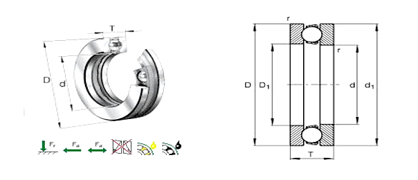 Heavy loading bearing thrust ball bearing 51126 for speed variator SKF NSK FBF