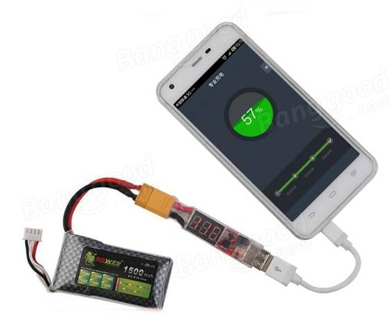 T or XT60 connector 2S6S Lipo to USB Power Converter Adapter wDigital Display 5V 2A wDigital Display 5V 2A