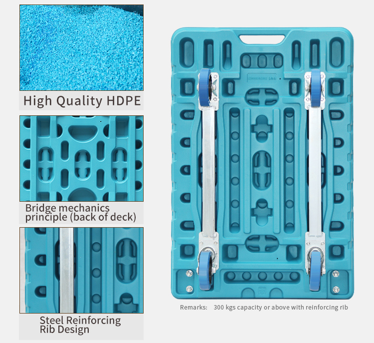 200 kgs folding portable plastic platform hand truck YC200XA011A