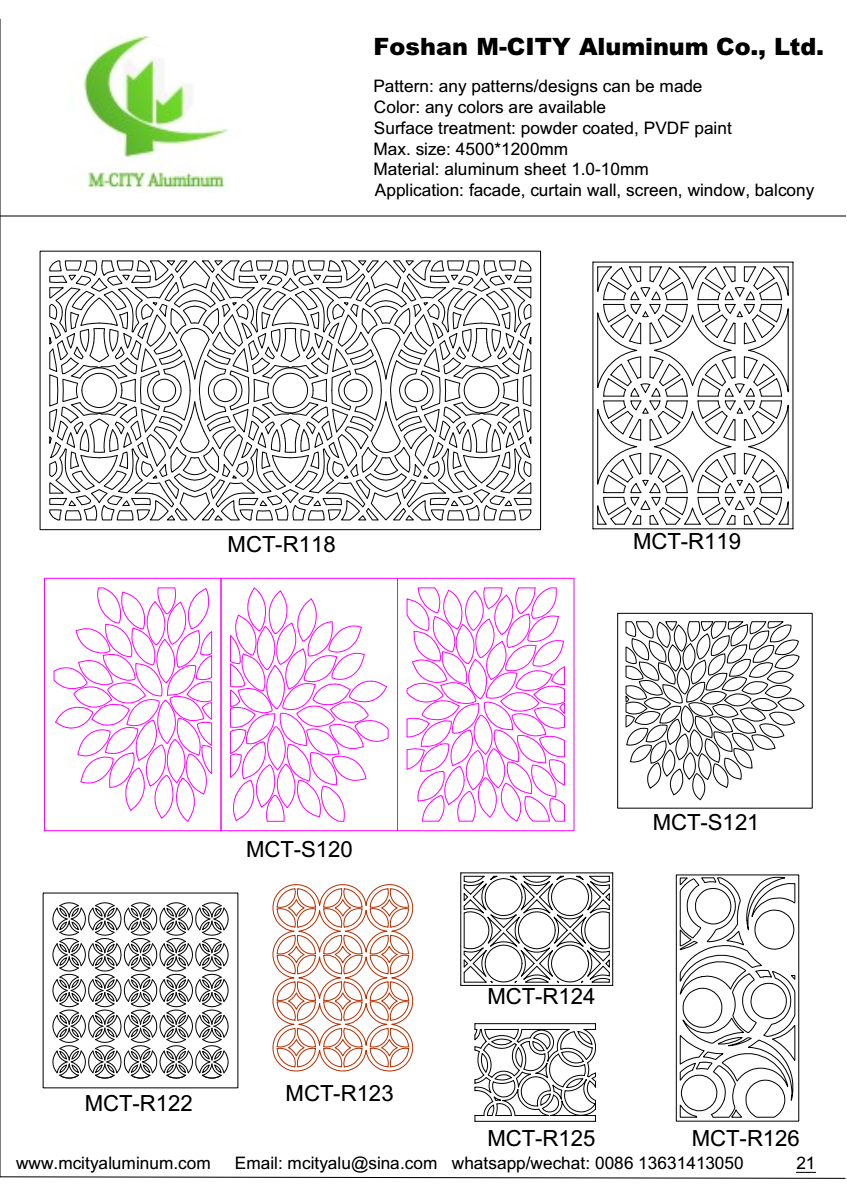 Decorative CNC aluminum metal wall panel with perforated pattern
