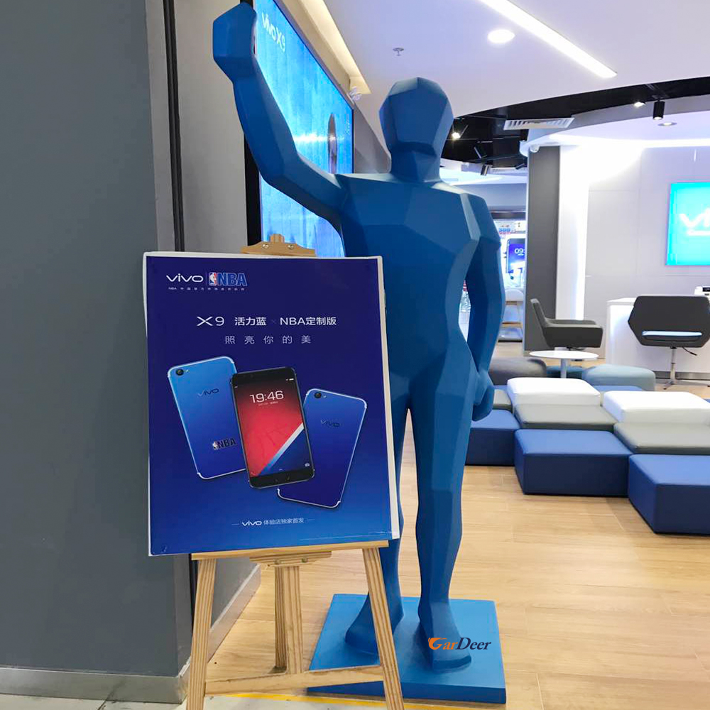 Hot deluxe solid blue parget human model for vivo store display