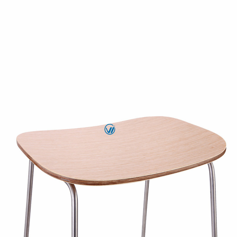 Manufacturer retail rounded stainless steel stool with wooden for mobile phone store experience display