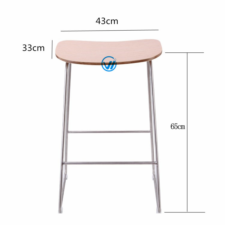 Manufacturer retail rounded stainless steel stool with wooden for mobile phone store experience display