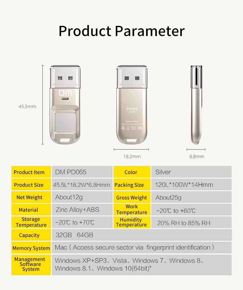 DM Fingerprint Encrypted USB Flash Drive