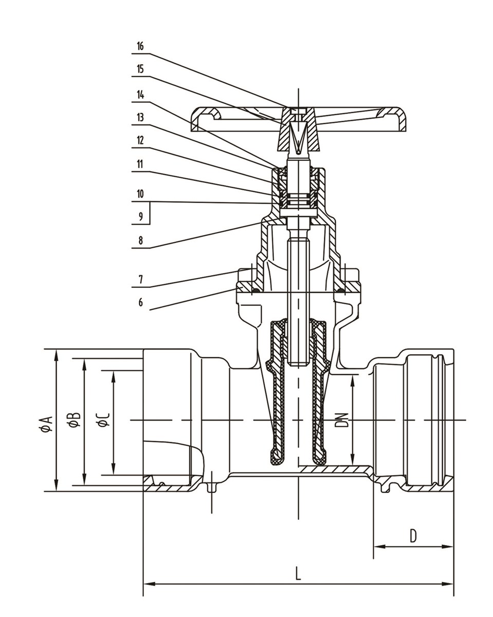 Socket End Resilinet Seated Gate Valve Dutile iron Pipe