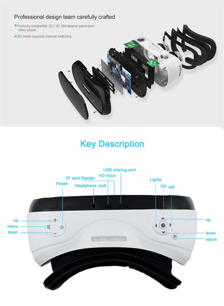 VR All In One Headsets Immersive 3D Glasses Mobile 3D Cinema