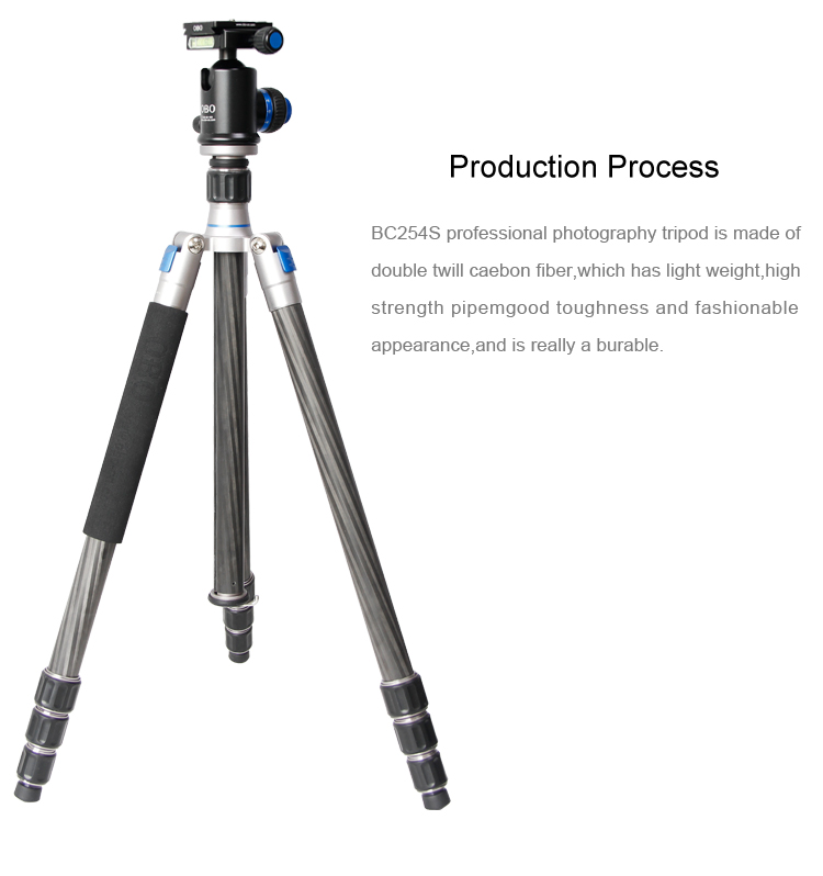 Kingjoy Carbon Fiber Professional Detachable Portable Camera Tripod BC254S for Dslr Camera