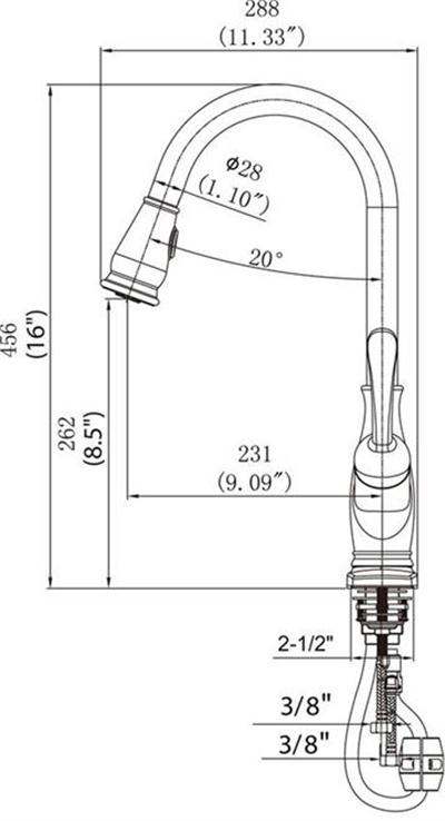 Export American Single Handle Pulldown Kitchen Faucet