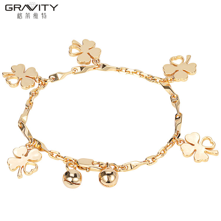 Factory price world wholesale 14k gold four leaf clover bracelet