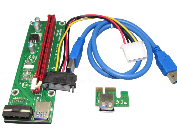 1X to 16X Riser Card USB 30 Extender with SATA 4 Pin IDE Molex Power Cable for Bitcoin Litecoin Miner