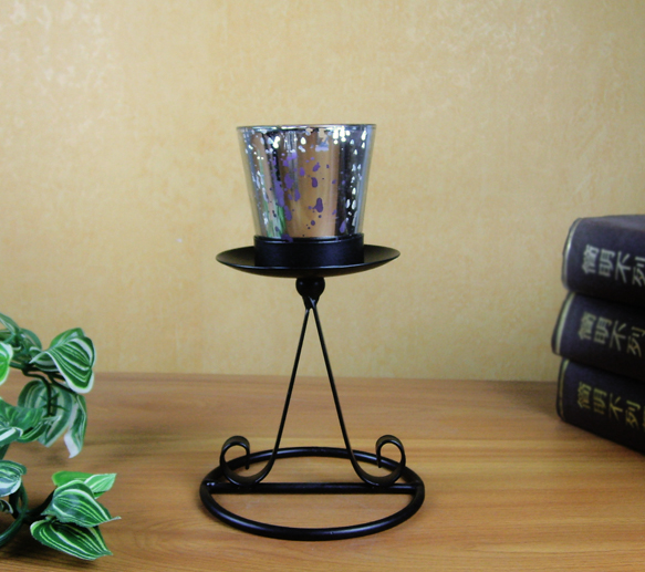 home decoration candle holder with electroplate glass
