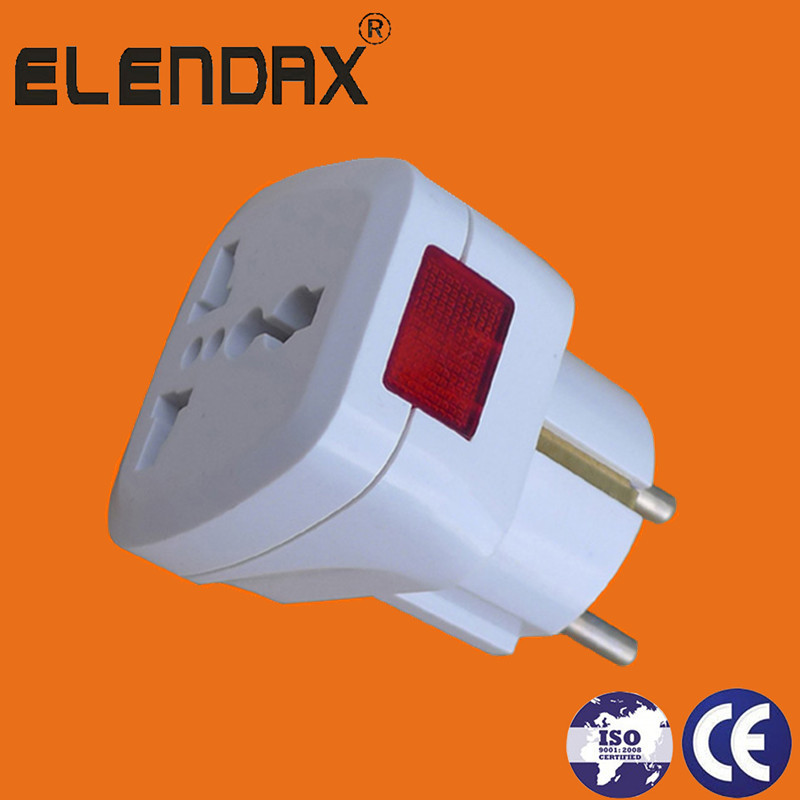 2 Pin Plug to Universal Socket with Light P7030