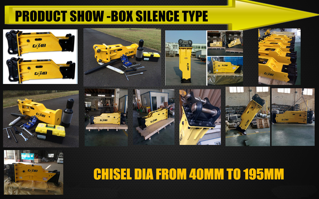 CTHB SB10 40mm chisel dia side top open box silence hydraulic rock breaker