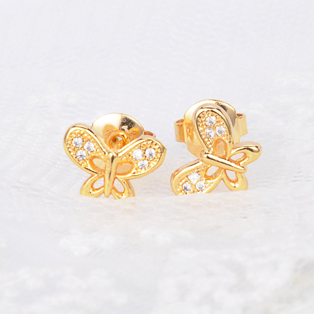 2017 factory direct wholesale butterfly sharp 18k gold beautiful designed earring for women