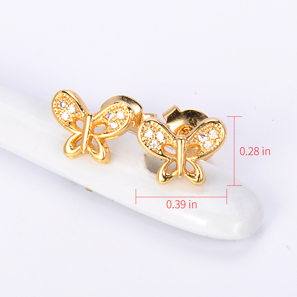 2017 factory direct wholesale butterfly sharp 18k gold beautiful designed earring for women