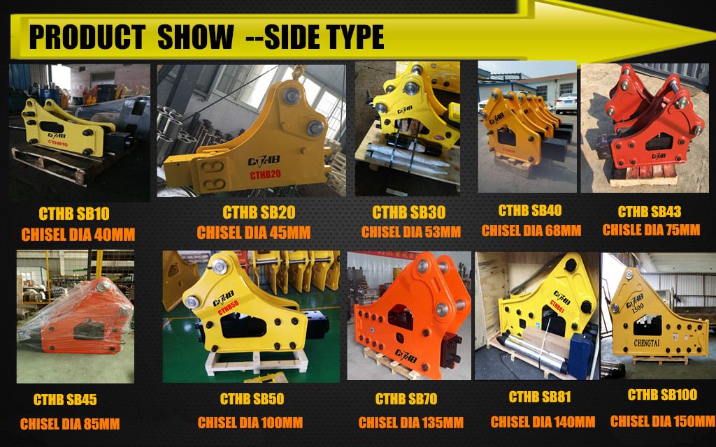 CTHB SB10 40mm chisel dia side top open box silence hydraulic rock breaker