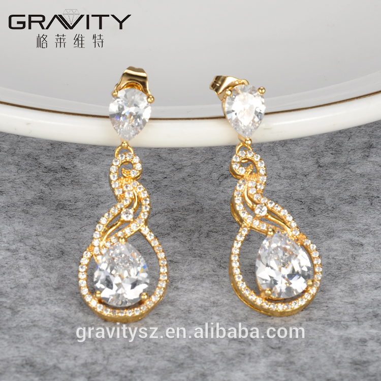 Stylish gold Jewelry Colorful Stone 18K24K Gold Plated earring
