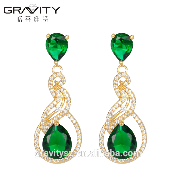 Stylish gold Jewelry Colorful Stone 18K24K Gold Plated earring