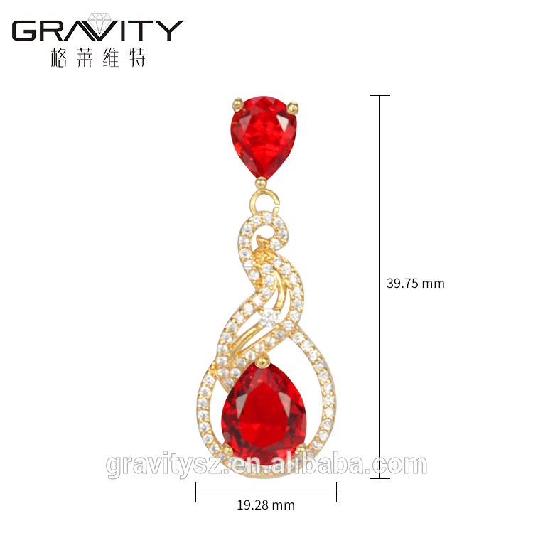Stylish gold Jewelry Colorful Stone 18K24K Gold Plated earring