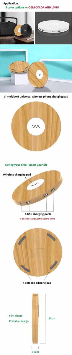 Multiport Wireless phone charger for iPhone 6 7 portable qi wireless charger